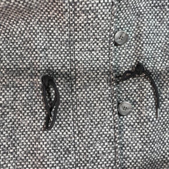 Ann Taylor Loft Tweed Coat Double-Breasted Drawstring Waist Collared Grey Sz XL - Picture 10 of 11